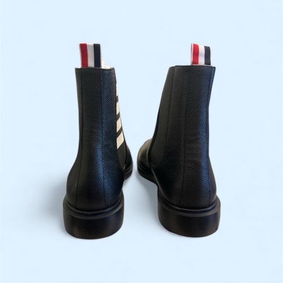 Thom Browne 4-Bar Grained Leather Chelsea Boots in Black Men’s Sz. EU-42/US-9​ - Picture 8 of 15